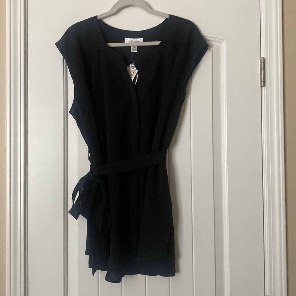 Motherhood Maternity Black Tie Waist Buttondown Sleeveless Blouse 2X